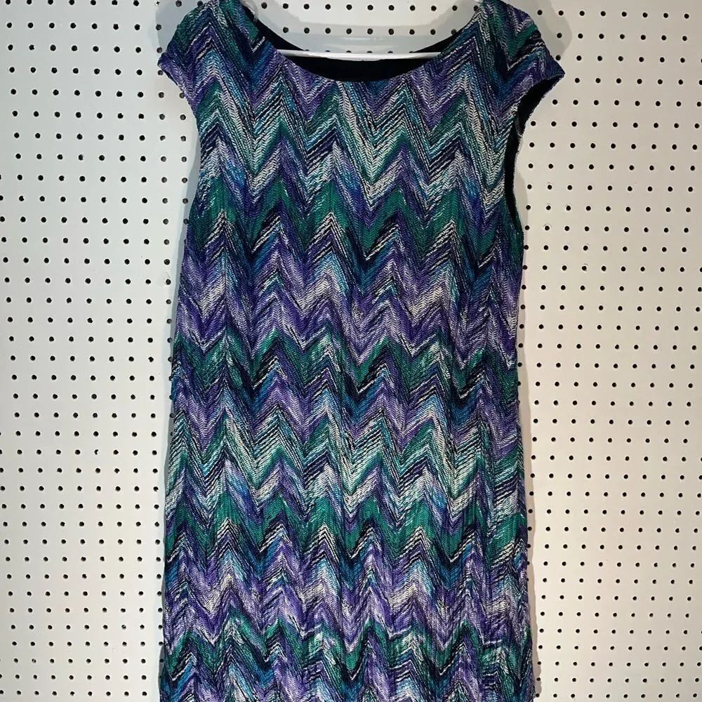 Connected Apparel multi color herringbone print dress